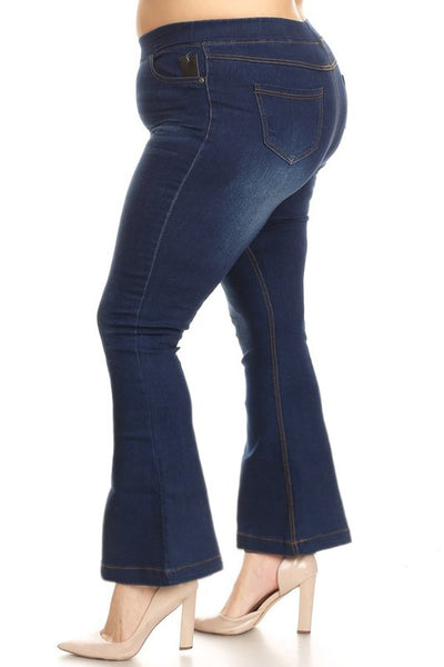 Winning Style Dark Denim Flare Jeans - Plus Size