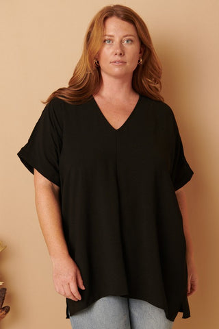 Hidden Attraction V Neck Top (Plus)