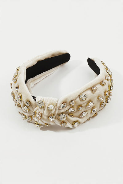 Velvet Crystal Top Knot Headband