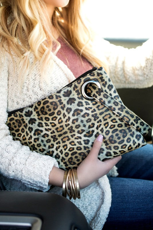 Dani Leopard Clutch Handbag Purse