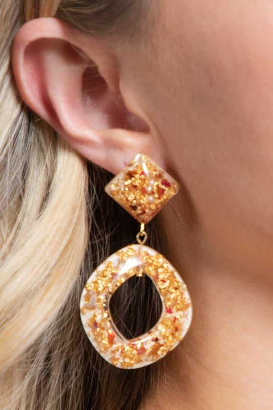 Gold Foil and Glitter Acrylic Earrings
