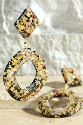 Gold Foil and Glitter Acrylic Earrings