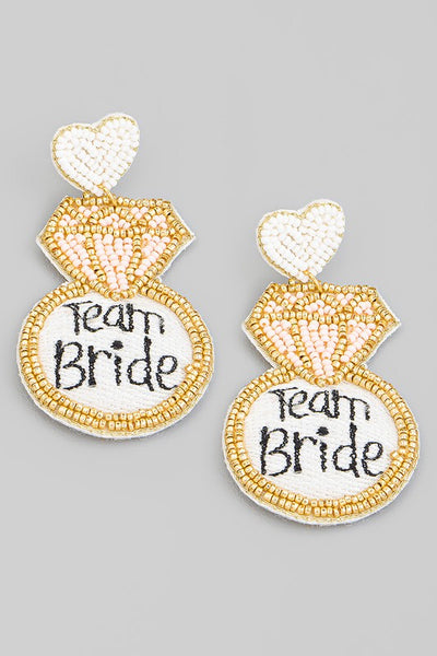 Team Bride Beaded Diamond Ring Earrings