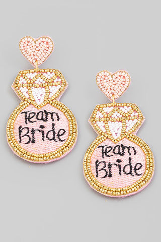Team Bride Beaded Diamond Ring Earrings
