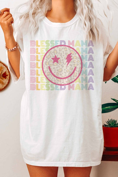 Blessed Mama Smiley Graphic Tee