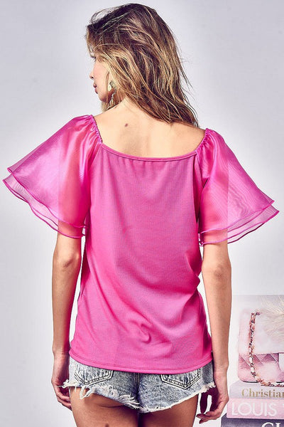 Holding Me Back Organza Sleeve Top