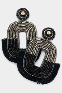 Rectangle Tassel Dangle Earrings