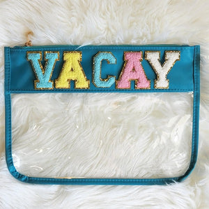 "Vacay" Varsity Letter Clear Pouch Bag