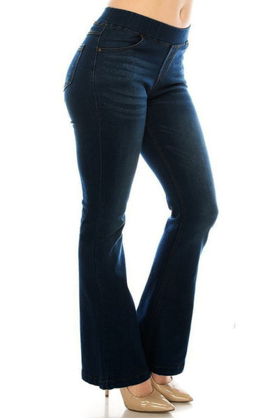 Plus Size Pull on Denim Flare Jeans