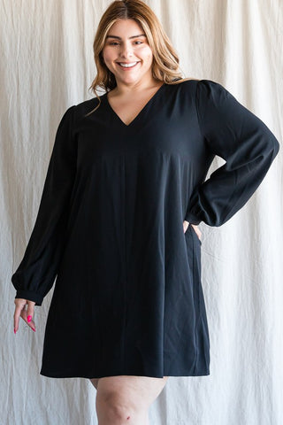 Drawn to You Bubble Sleeve Dress (PLUS)