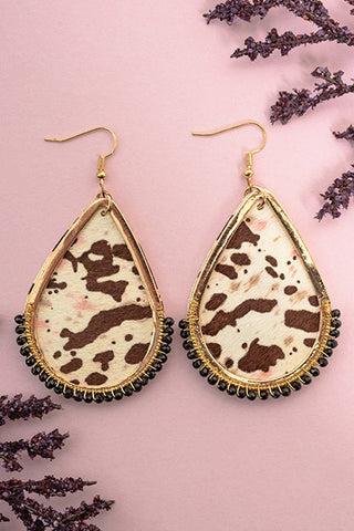 Animal Hide Beaded Earrings