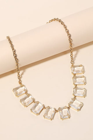 Rectangle Crystal Statement Necklace