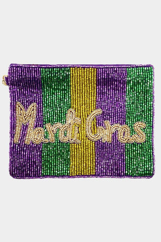 Mardi Gras Beaded Mini Pouch Bag