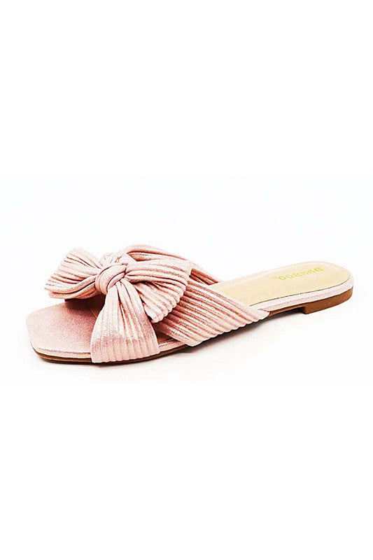 Pretty in Pink Bow Sandals- Blush Pink