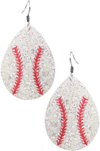 Baseball Teardrop Glitter Earring