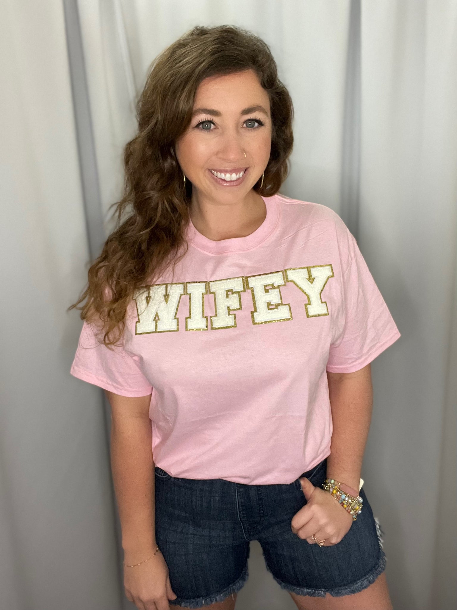 Wifey Chenille Letter Graphic Tee